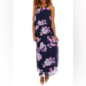 Signature by Robbie Bee Navy Floral Summer Dress